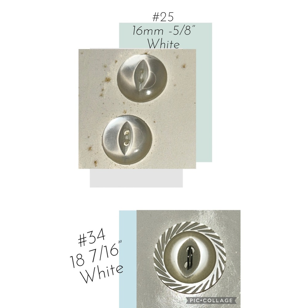 Le Bouton Vintage White Buttons Set of 12 Mixed Sizes 16mm 5/8 18 7/16 Spain